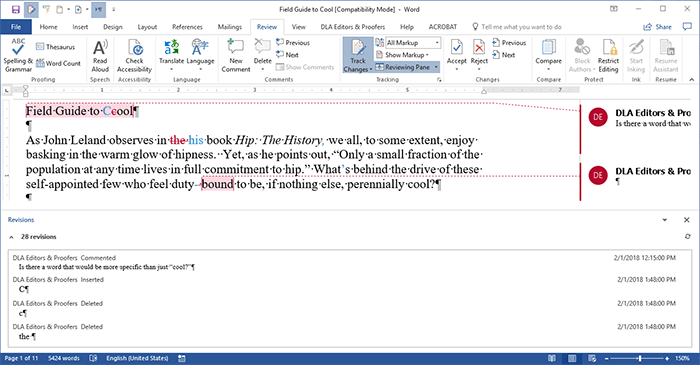 track changes in word for mac 2016 with strikethrough